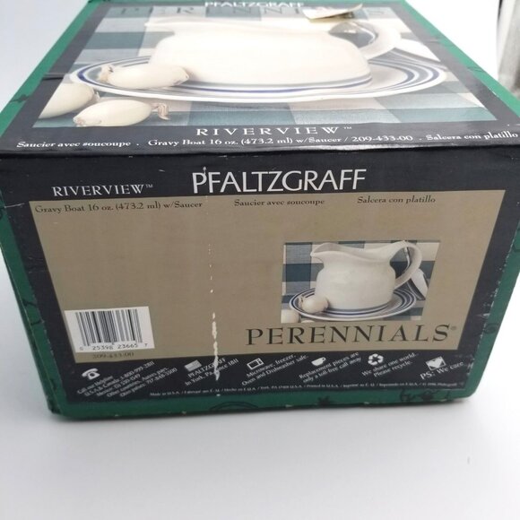 Pfaltzgraff Riverview Perennials Gravy Boat and Underplate Vintage New in Box - Picture 5 of 5